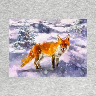 Fox in Winter Watercolor T-Shirt